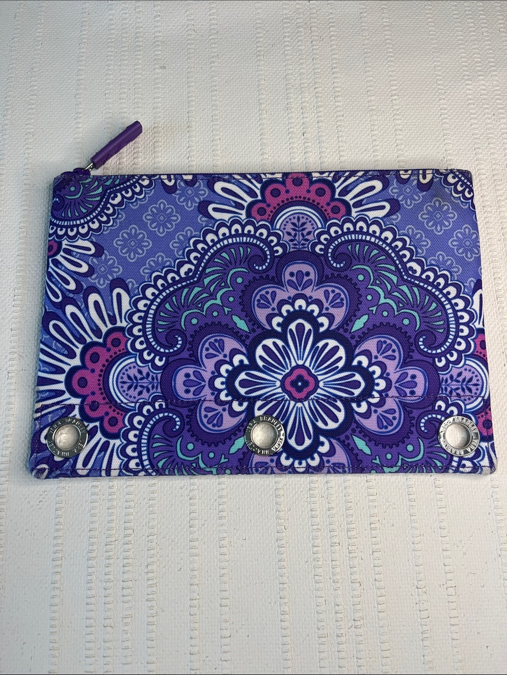 Vera Bradley "Lilac Tapestry" retired-print Women's Zip bag for 3-ring binder.